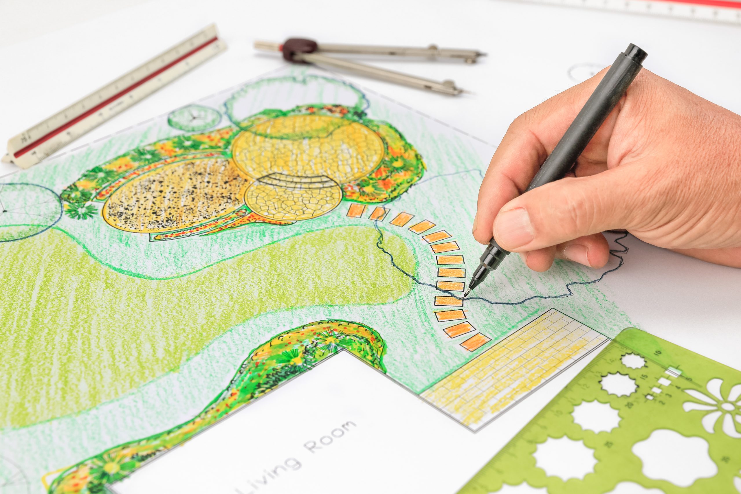 Landscape design plan and rendering for a Princeton, NJ property